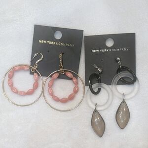 New York & Company Pink and Black Hoop Earrings
